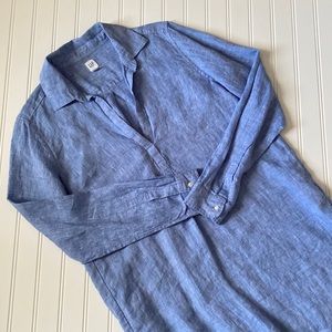 GAP Long Sleeve Linen Pullover Tunic Style Top Light Blue Size Small